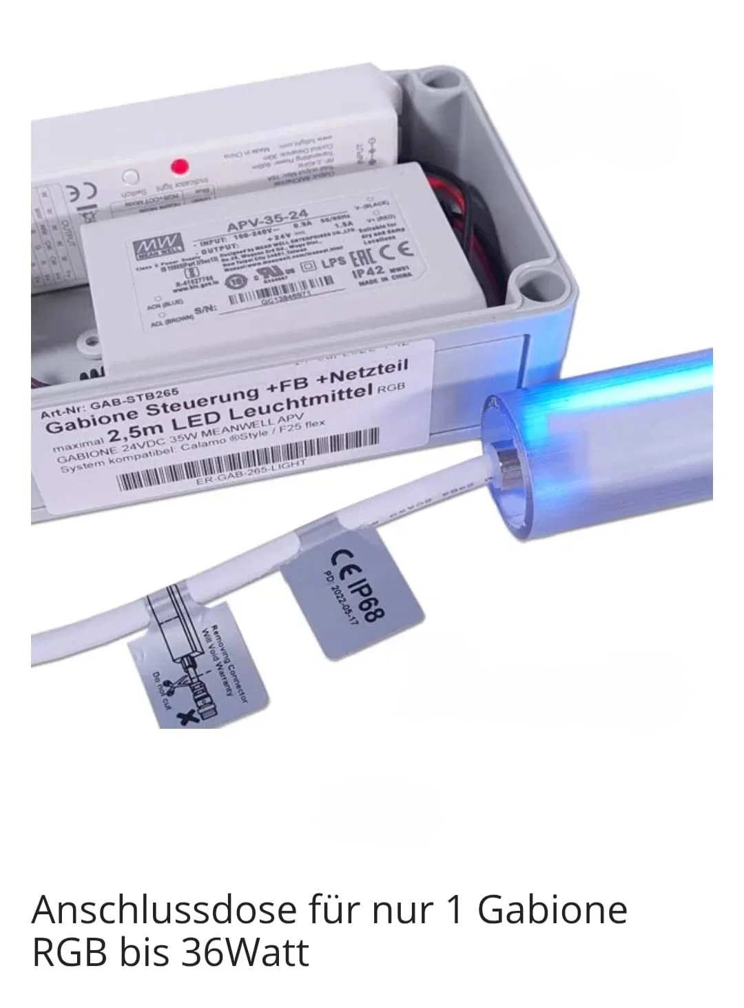 Anschlussdose für nur 1 Gabione RGB bis 36Watt